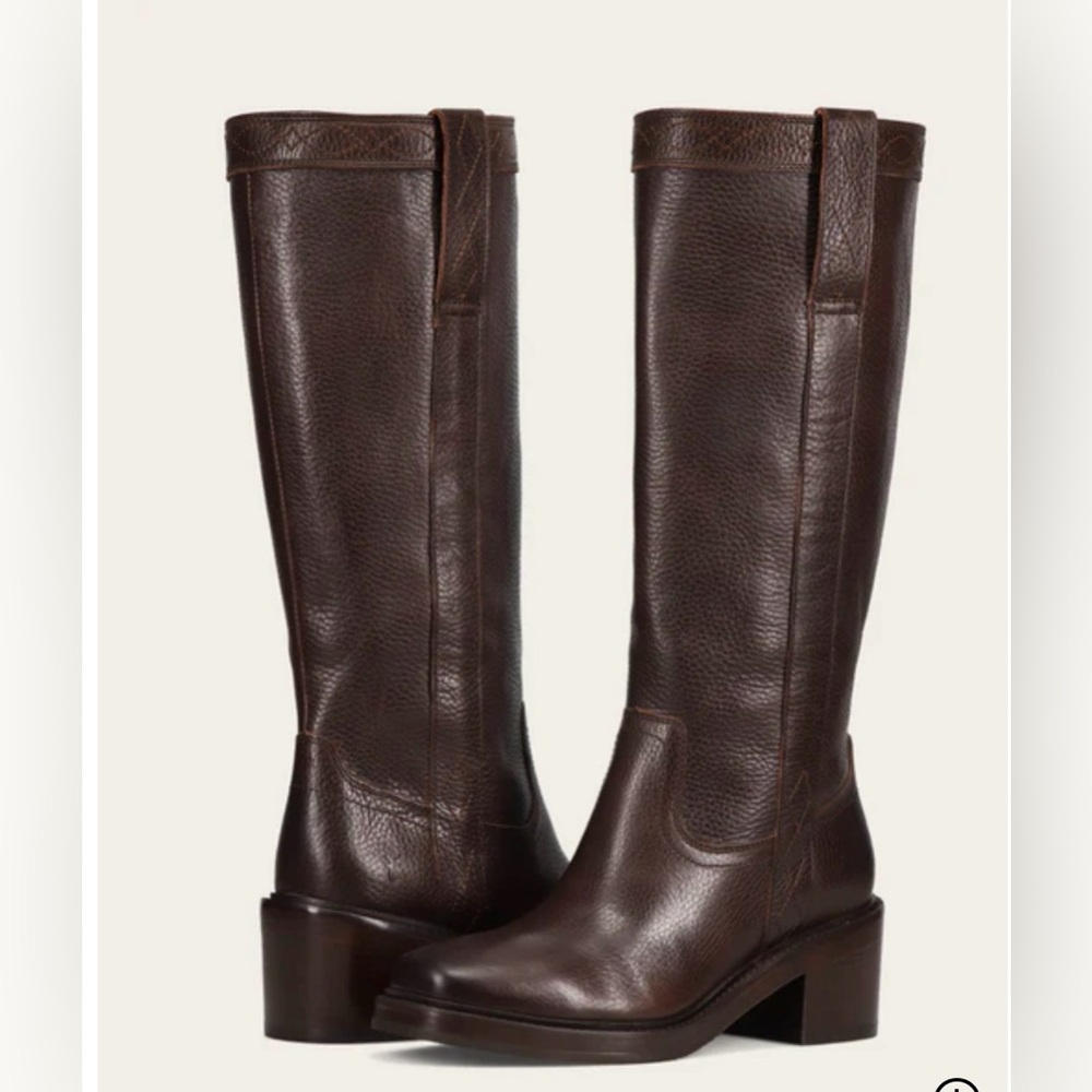 Frye Kate Pull On Tall Boots Dark Brown Pebble Leather NIB